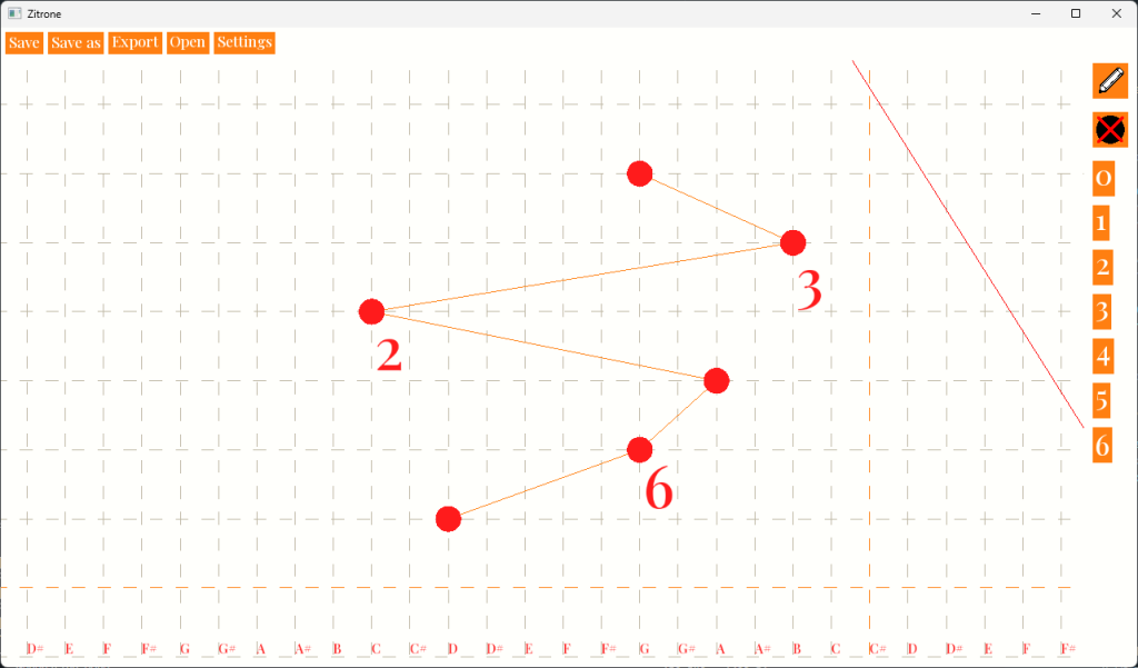 Screenshot of Zitrone a Zither sheet music creator