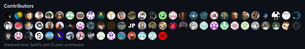 List of profile pictures of 74 contributors