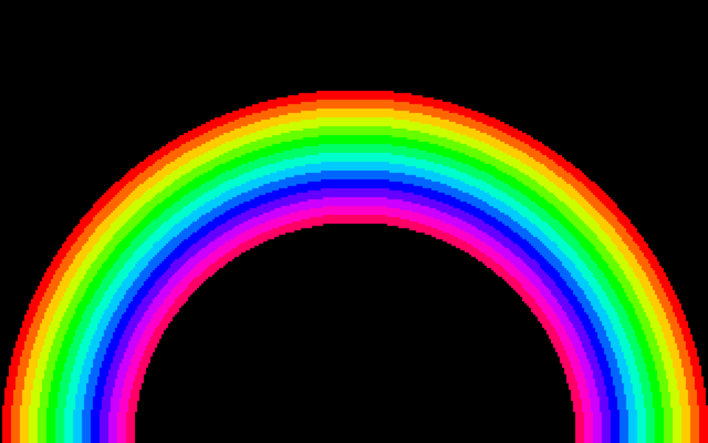 GIF of a rainbow as rendered by the pixel display